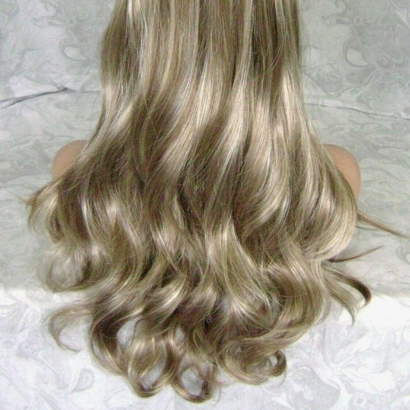 NEW Long Wavy Ash Brown Highlighted Wig main image 6